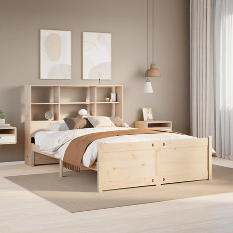 Bookcase Bed Without Mattress Double Solid Wood Pine
