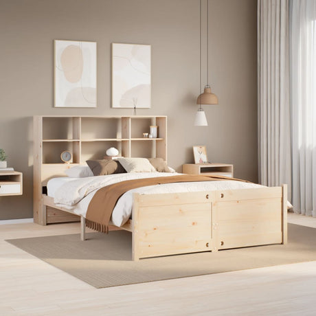 Bookcase Bed Without Mattress Double Solid Wood Pine