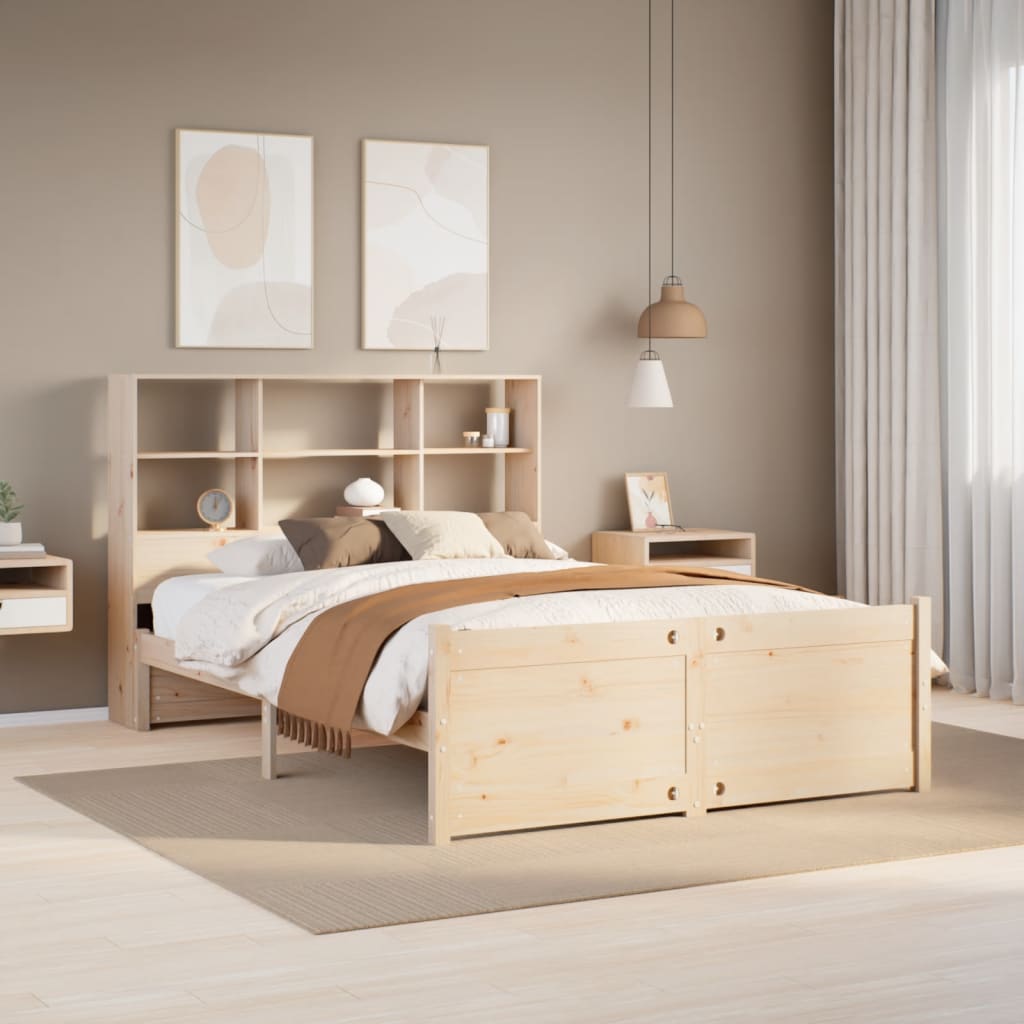 Bookcase Bed Without Mattress Double Solid Wood Pine