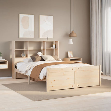 Bookcase Bed Without Mattress Double Solid Wood Pine