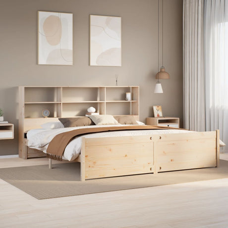 Bookcase Bed Without Mattress Double Solid Wood Pine