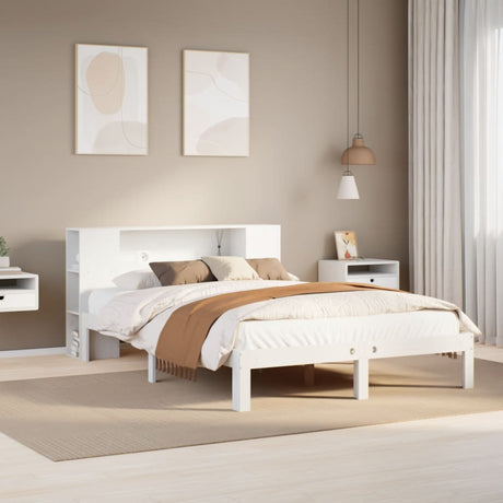 Bookcase Bed Without Mattress 140X200Cm Solid Wood Pine