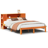 Bookcase Bed without Mattress Wax Brown 140x190cm Solid Wood Pine
