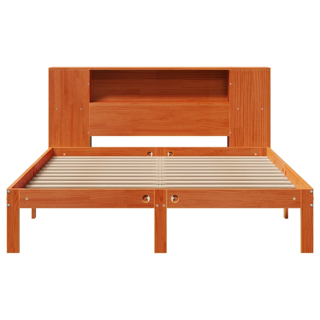 Bookcase Bed without Mattress Wax Brown 140x190cm Solid Wood Pine