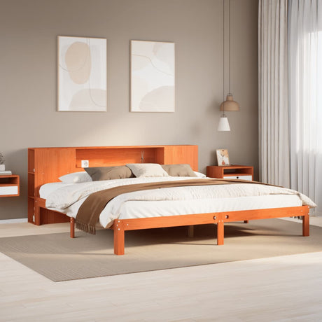Bookcase Bed Without Mattress 140X200Cm Solid Wood Pine