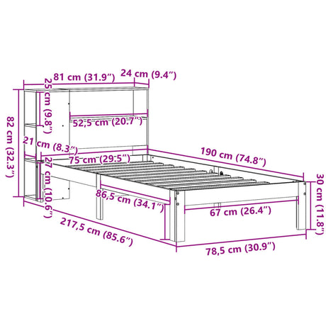 Bookcase Bed Without Mattress Small Single Solid Wood Pine