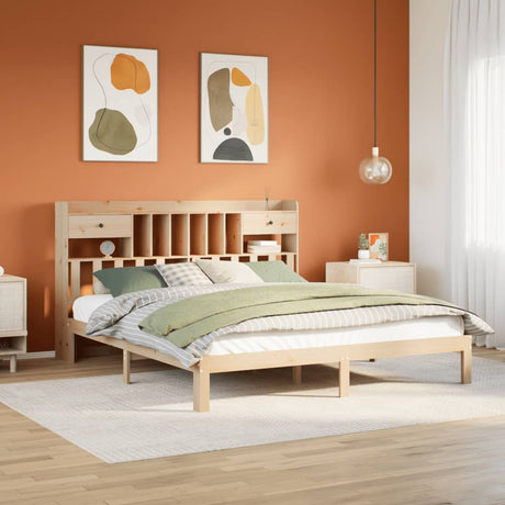 Bookcase Bed Without Mattress 90X200Cm Solid Wood Pine