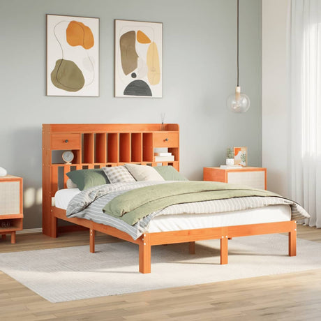 Bookcase Bed Without Mattress 90X200Cm Solid Wood Pine