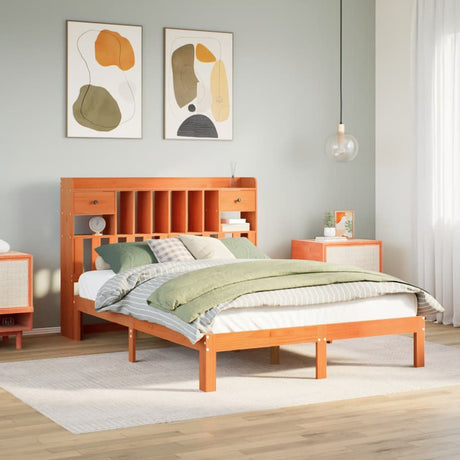 Bookcase Bed Without Mattress 90X200Cm Solid Wood Pine