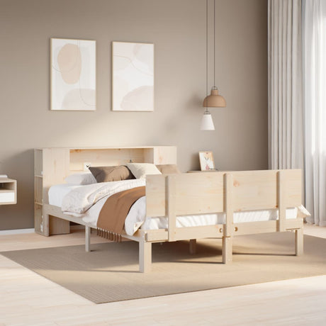 Bookcase Bed Without Mattress King Size Solid Wood Pine