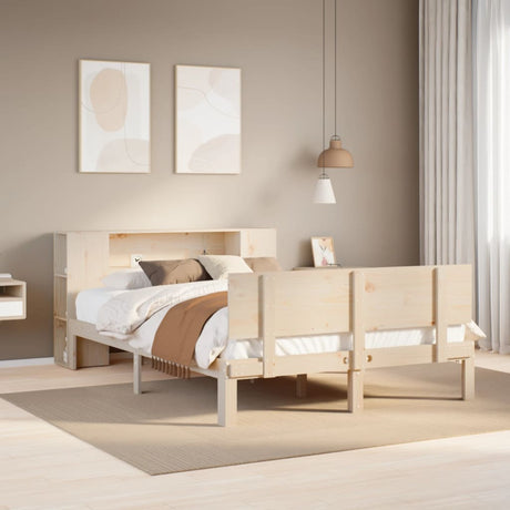 Bookcase Bed Without Mattress King Size Solid Wood Pine