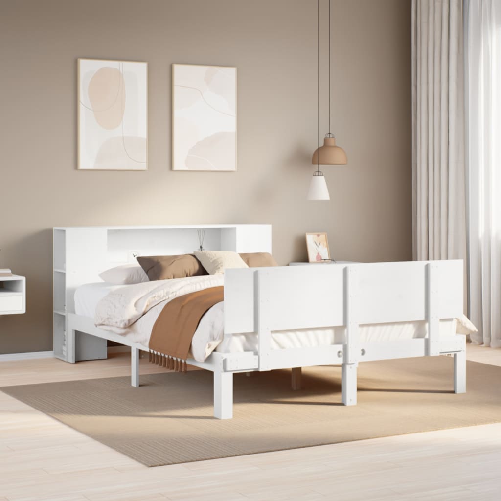 Bookcase Bed Without Mattress King Size Solid Wood Pine