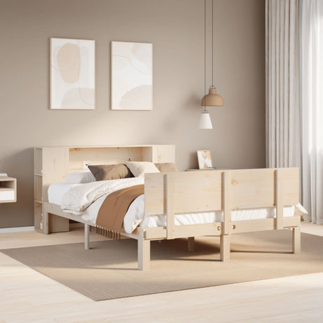 Bookcase Bed Without Mattress King Size Solid Wood Pine