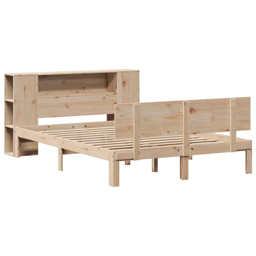 Bookcase Bed Without Mattress King Size Solid Wood Pine