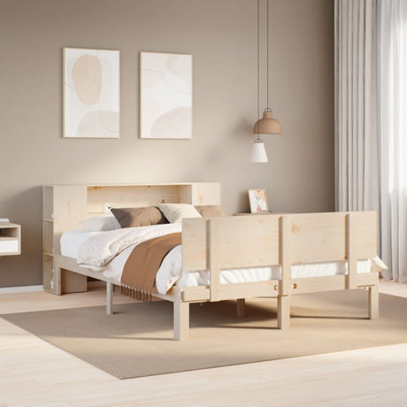 Bookcase Bed Without Mattress King Size Solid Wood Pine