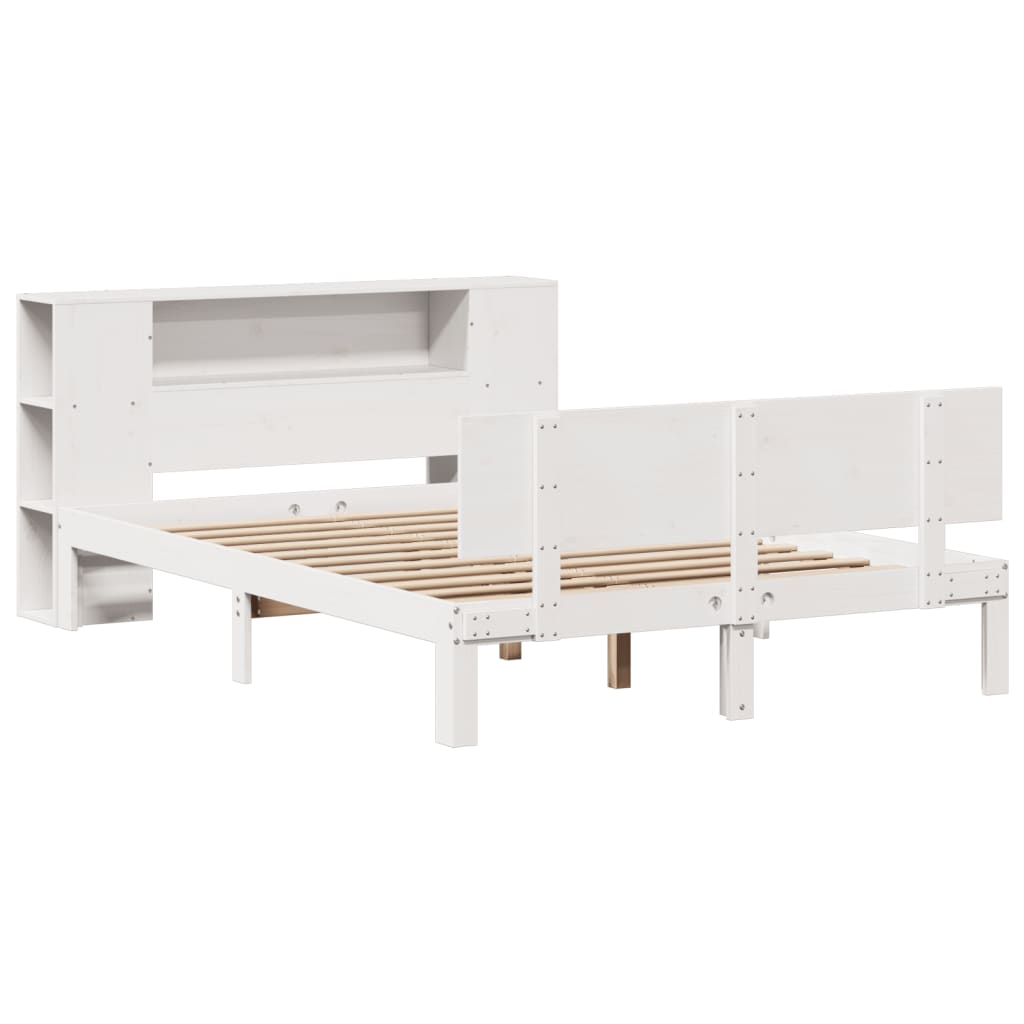 Bookcase Bed without Mattress White 160x200cm Solid Wood Pine