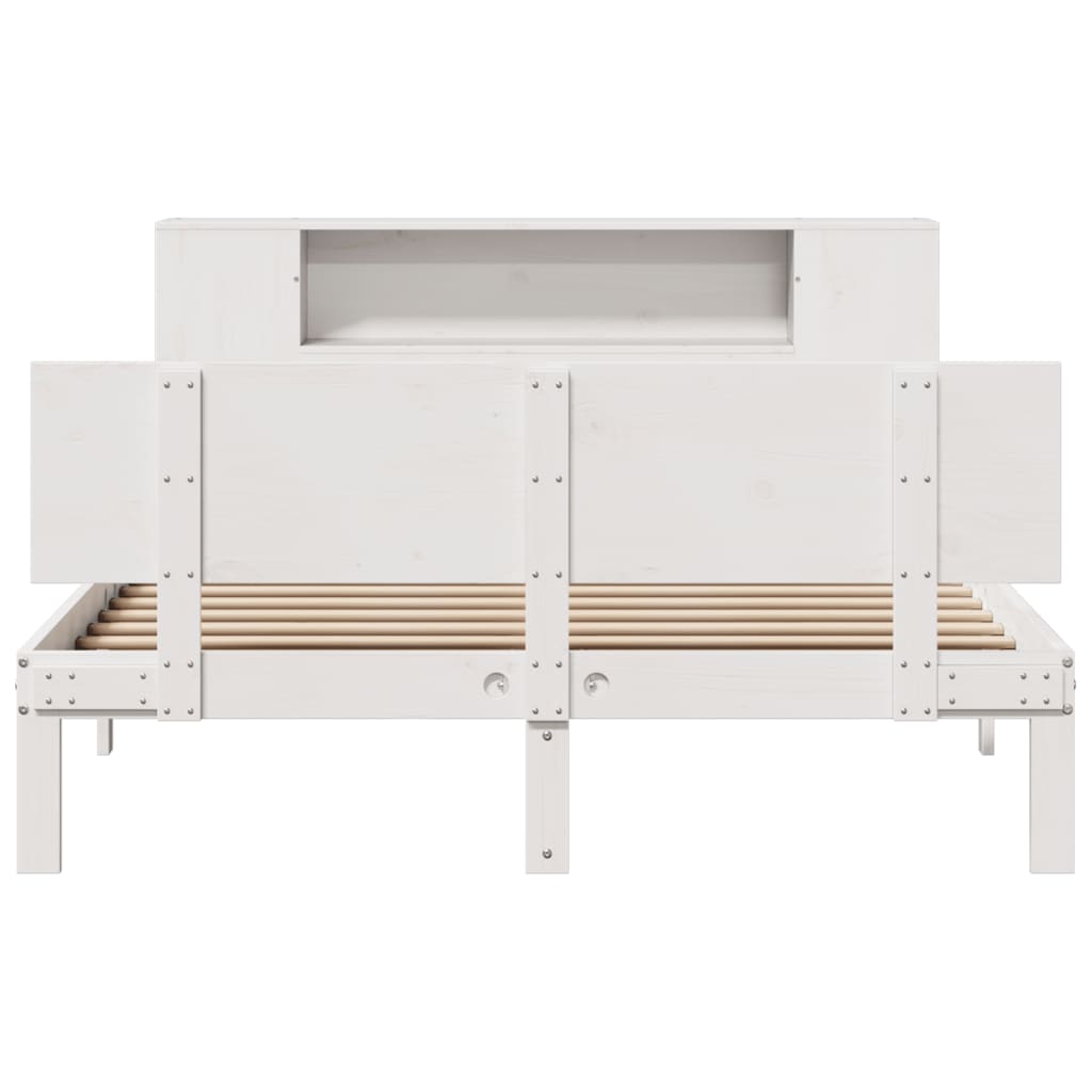 Bookcase Bed without Mattress White 160x200cm Solid Wood Pine