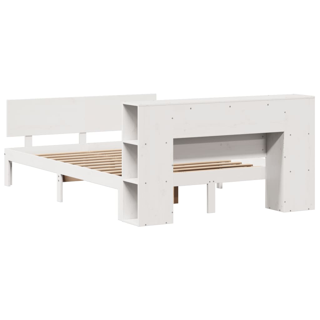 Bookcase Bed without Mattress White 160x200cm Solid Wood Pine