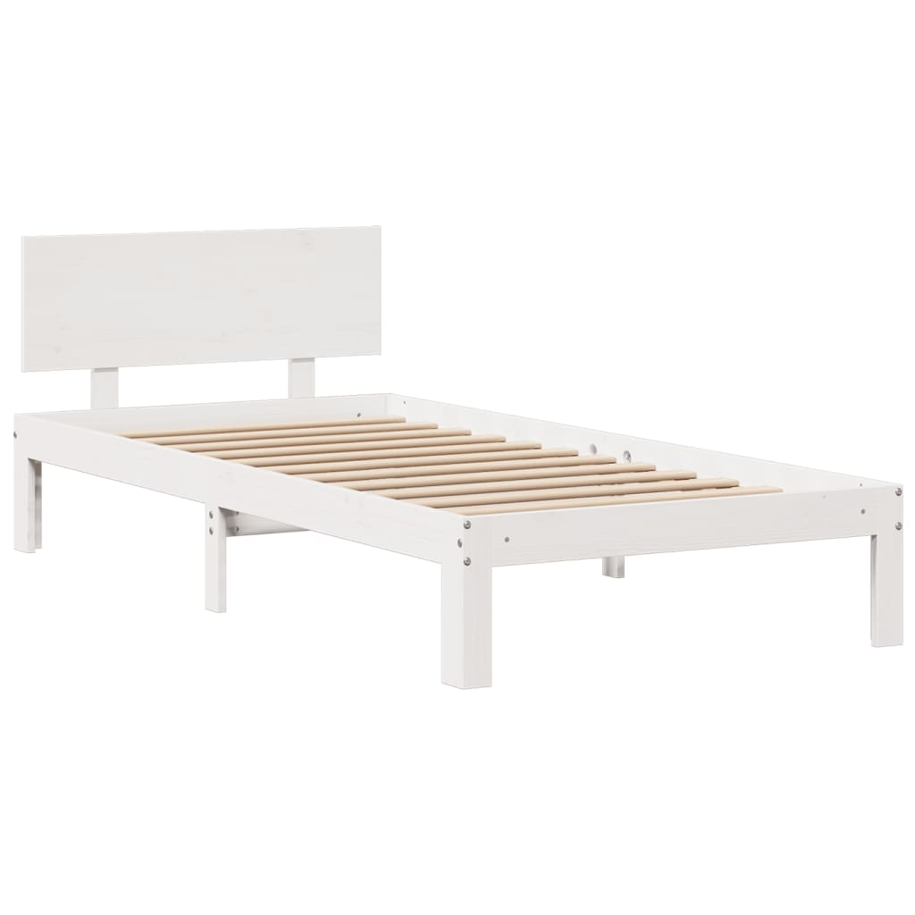 Bookcase Bed without Mattress White 160x200cm Solid Wood Pine