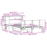Bookcase Bed without Mattress White 160x200cm Solid Wood Pine