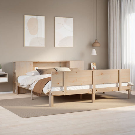 Bookcase Bed Without Mattress King Size Solid Wood Pine
