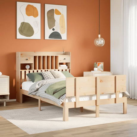Bookcase Bed Without Mattress 75X190Cm Solid Wood Pine