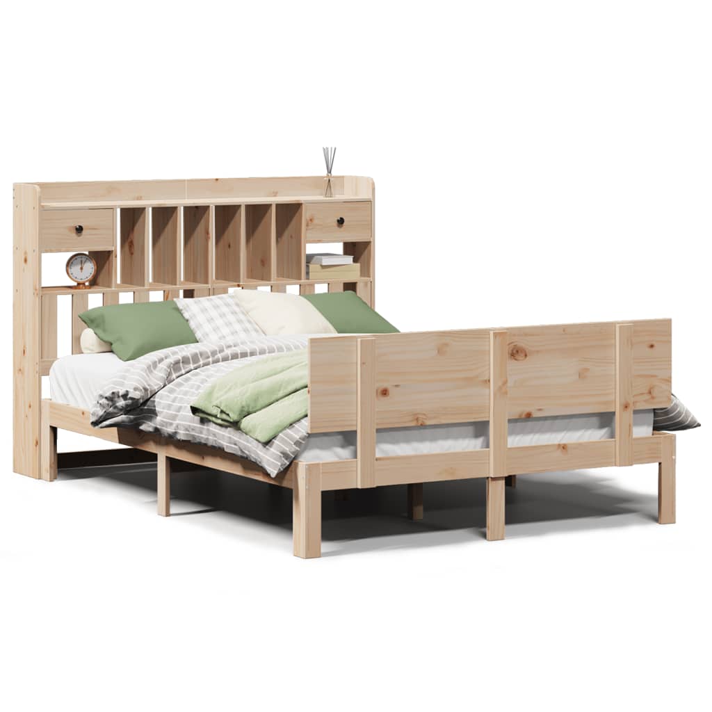 Bookcase Bed without Mattress 160x200cm Solid Wood Pine