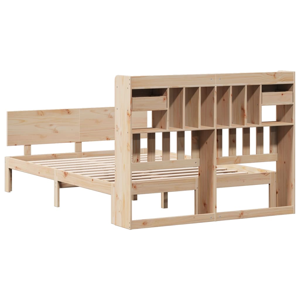 Bookcase Bed without Mattress 160x200cm Solid Wood Pine