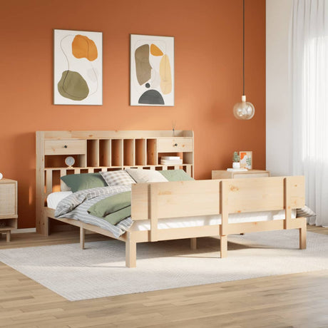 Bookcase Bed Without Mattress 75X190Cm Solid Wood Pine