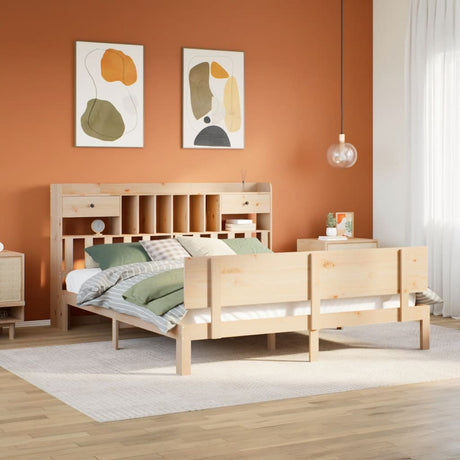 Bookcase Bed Without Mattress 75X190Cm Solid Wood Pine