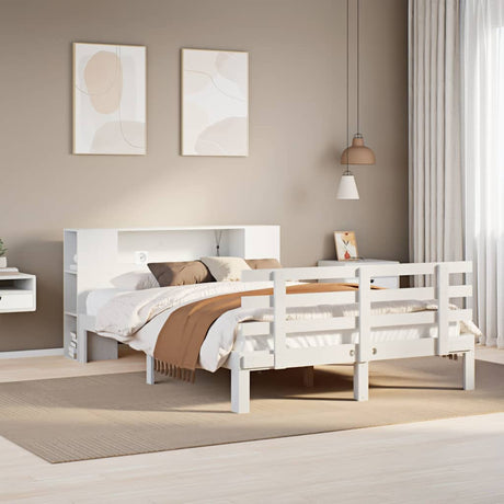 Bookcase Bed Without Mattress King Size Solid Wood Pine