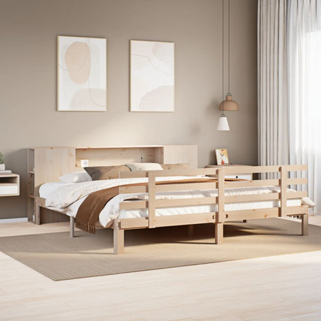 Bookcase Bed Without Mattress King Size Solid Wood Pine