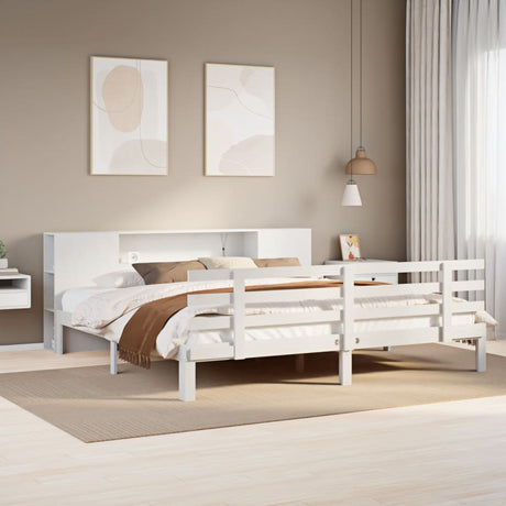 Bookcase Bed Without Mattress King Size Solid Wood Pine