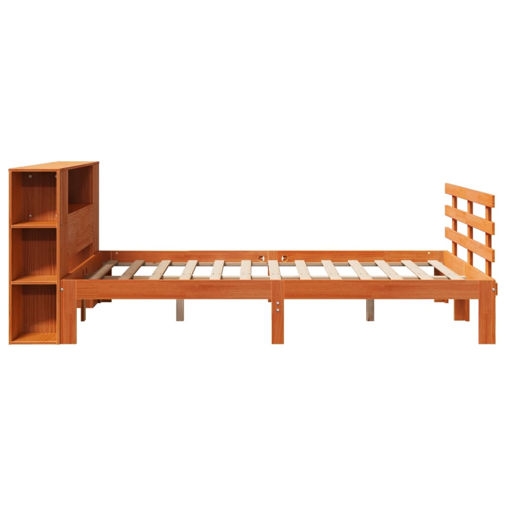 Bookcase Bed without Mattress Wax Brown 135x190 cm Double Solid Wood Pine