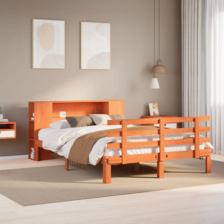 Bookcase Bed Without Mattress King Size Solid Wood Pine