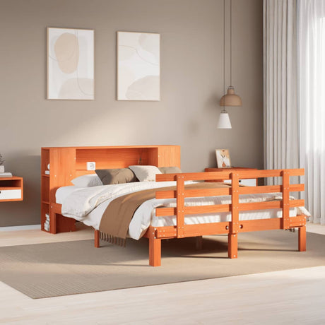Bookcase Bed Without Mattress King Size Solid Wood Pine
