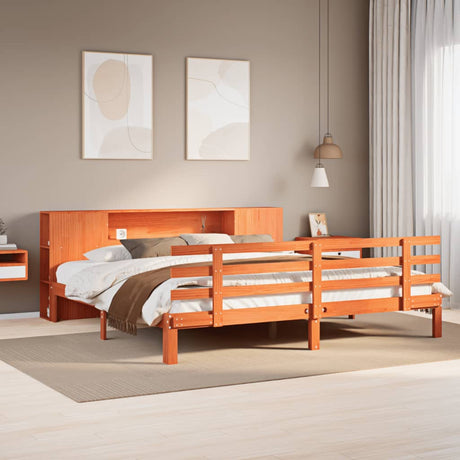 Bookcase Bed Without Mattress King Size Solid Wood Pine
