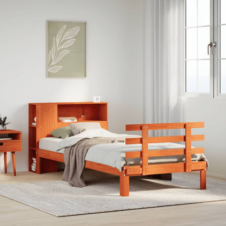 Bookcase Bed Without Mattress 90X200Cm Solid Wood Pine