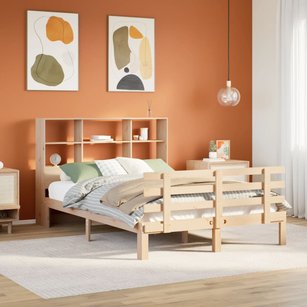 Bookcase Bed without Mattress 120x200cm Solid Wood Pine