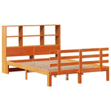 Bookcase Bed without Mattress Wax Brown 160x200cm Solid Wood Pine