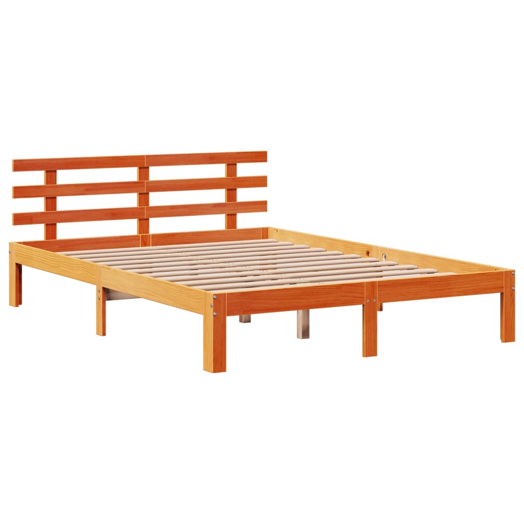 Bookcase Bed without Mattress Wax Brown 160x200cm Solid Wood Pine