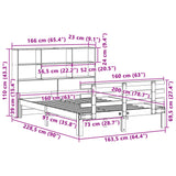 Bookcase Bed without Mattress Wax Brown 160x200cm Solid Wood Pine