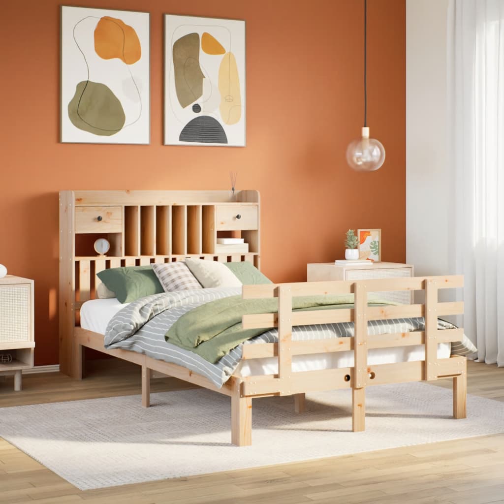 Bookcase Bed Without Mattress 90X200Cm Solid Wood Pine
