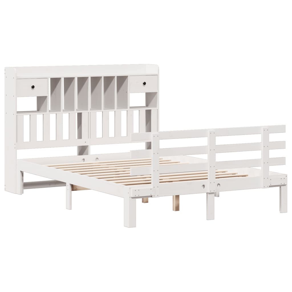 Bookcase Bed without Mattress White 140x190 cm Solid Wood Pine