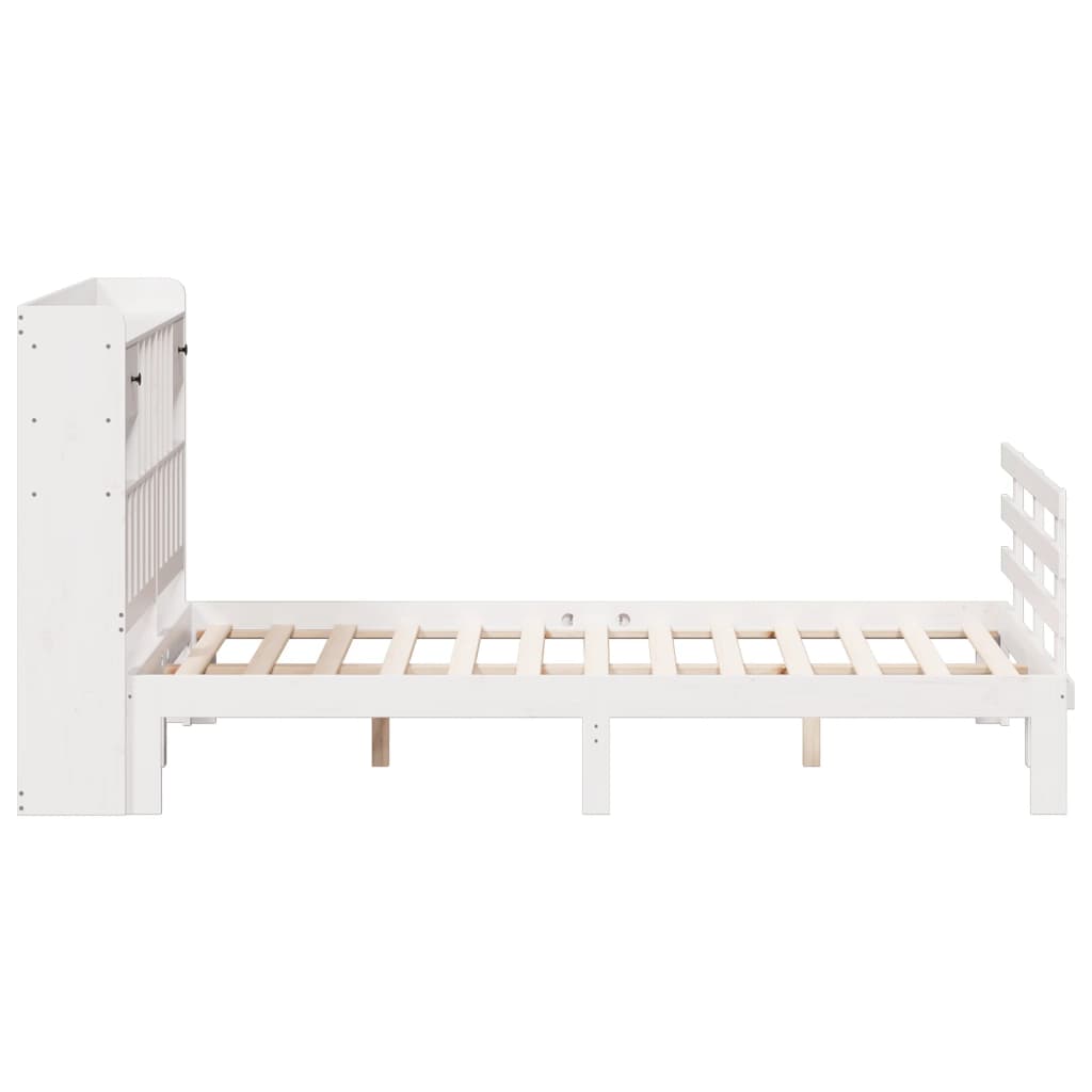 Bookcase Bed without Mattress White 140x190 cm Solid Wood Pine