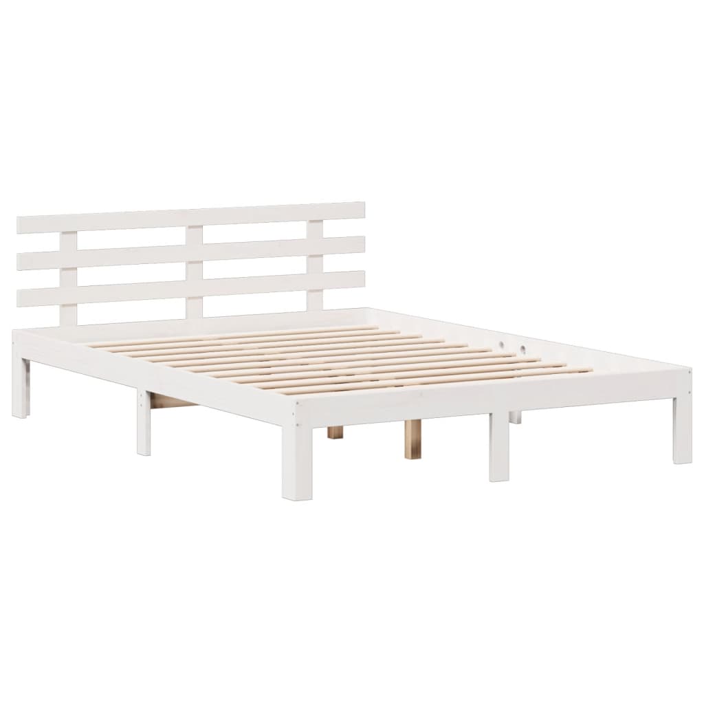 Bookcase Bed without Mattress White 140x190 cm Solid Wood Pine