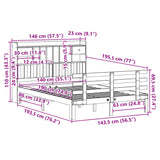 Bookcase Bed without Mattress White 140x190 cm Solid Wood Pine