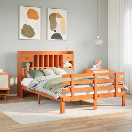 Bookcase Bed Without Mattress 90X200Cm Solid Wood Pine