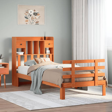 Bookcase Bed Without Mattress 90X200Cm Solid Wood Pine
