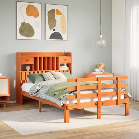 Bookcase Bed Without Mattress 90X200Cm Solid Wood Pine